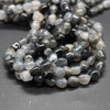 High Quality Grade A Natural Blue Rutilated Quartz Semi-precious Gemstone Pebble Tumbledstone Nugget Beads - approx 5mm - 8mm - 15" long strand