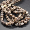 High Quality Grade A Natural Chinese Snowflake Obsidian Semi-precious Gemstone Pebble Tumbledstone Nugget Beads - approx 5mm - 8mm - 15" long strand
