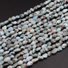 High Quality Grade A Natural Grade A Larimar Semi-precious Gemstone Pebble Tumbledstone Nugget Beads - approx 5mm - 8mm - 15" long strand