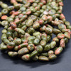 High Quality Grade A Natural Unakite Semi-precious Gemstone Pebble Tumbledstone Nugget Beads - approx 5mm - 8mm - 15" long strand