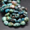 High Quality Grade A Natural Chrysocolla Semi-precious Gemstone Pebble Tumbledstone Nugget Beads - approx 9mm - 12mm - 15" long strand