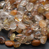 High Quality Grade A Natural Copper Rutile Quartz Semi-precious Gemstone Pebble Tumbledstone Nugget Beads - approx 7mm - 10mm - 15" long strand