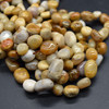 High Quality Grade A Natural Fossil Coral Semi-precious Gemstone Pebble Tumbledstone Nugget Beads - approx 7mm - 10mm - 15" long strand