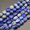 High Quality Grade A Natural Lapis Lazuli Semi-precious Gemstone Pebble Tumbledstone Nugget Beads - approx 7mm - 10mm - 15" long strand