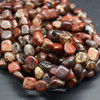 High Quality Grade A Natural Poppy Jasper Semi-precious Gemstone Pebble Tumbledstone Nugget Beads - approx 7mm - 10mm - 15" long strand