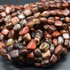 High Quality Grade A Natural Poppy Jasper Semi-precious Gemstone Pebble Tumbledstone Nugget Beads - approx 7mm - 10mm - 15" long strand