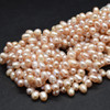 High Quality Grade A Natural Freshwater Rice Pearl Beads - Top Drilled - Pink Purple - approx 4mm - 5mm x 6mm - 8mm - 14" long