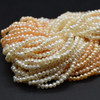 Natural Freshwater Potato Pearl Beads- approx 1.5mm - 3mm - White / Peach Orange - 14" long