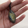 Natural Labradorite Leaf Shaped Semi-precious Gemstone Pendant - Approx length 3cm - 4cm