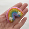 100% Wool Felt Rainbow with Clouds - 2 Count - 4.5cm - Pastel Colours