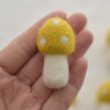 100% Wool Felt Mushrooms Toadstools - 5 Count - 4.5cm - Mustard