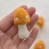 100% Wool Felt Mushrooms Toadstools - 5 Count - 4.5cm - Orange