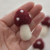 100% Wool Felt Mushrooms Toadstools - 5 Count - 4.5cm - Wine Red