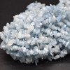 High Quality Grade A Natural Aquamarine Semi-precious Gemstone Chips Nuggets Beads - 5mm - 8mm, approx 32" Strand