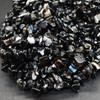 High Quality Grade A Natural Black Banded Agate Semi-precious Gemstone Chips Nuggets Beads - 5mm - 8mm, approx 32" Strand