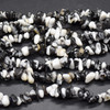 High Quality Grade A Natural Black White Zebra Jasper Semi-precious Gemstone Chips Nuggets Beads - 5mm - 8mm, approx 32" Strand