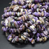 High Quality Grade A Natural Charoite Semi-precious Gemstone Chips Nuggets Beads - 5mm - 8mm, approx 32" Strand