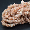 High Quality Grade A Natural Peach Moonstone Semi-precious Gemstone Chips Nuggets Beads - 5mm - 8mm, approx 32" Strand