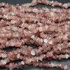 High Quality Grade A Natural Strawberry Quartz Semi-precious Gemstone Chips Nuggets Beads - 5mm - 8mm, approx 32" Strand