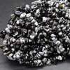 High Quality Grade A Natural Snowflake Obsidian Semi-precious Gemstone Chips Nuggets Beads - 5mm - 8mm, approx 32" Strand