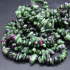 High Quality Grade A Natural Ruby Zoisite Semi-precious Gemstone Chips Nuggets Beads - 5mm - 8mm, approx 32" Strand