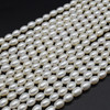 High Quality Grade A Natural Freshwater Rice Pearl Beads - White - approx 9mm - 10mm - approx 14.5" long