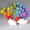 100% Wool Felt Balls and Clouds - 40 Rainbow Felt Balls in 4 sizes and 2 Ivory White Clouds