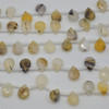 10 High Quality Grade A Natural Montana Agate Semi Precious Gemstone FACETED Teardrop / Pendant Beads - 12mm x 8mm