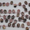 10 High Quality Grade A Natural Rhodonite Semi Precious Gemstone FACETED Teardrop / Pendant Beads - 12mm x 8mm