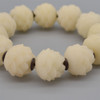 Natural Ivory White Bodhi Root Carved Lotus Flower Beads - 12 beads - Mala Prayer Beads - 20mm