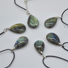 Natural Labradorite Teardrop Shaped Semi-precious Gemstone Pendant - Approx length 2cm - 2.5cm