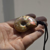 Natural Fire Opal Iridescent Ammonite Snail Shaped Semi-precious Gemstone Pendant - Approx length 4cm - 4.5cm