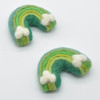 100% Wool Felt Rainbow with Clouds - 2 Count - 4.5cm - 5.5cm - Greens