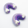 100% Wool Felt Rainbow with Clouds - 2 Count - 4.5cm - 5.5cm - Purples