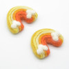 100% Wool Felt Rainbow with Clouds - 2 Count - 4.5cm - 5.5cm - Yellows and Oranges