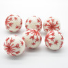 Handmade Wool Felt Christmas Embroidered Snowflake Bauble Ball - 6 Count - approx 3cm - Ivory White