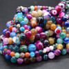 High Quality Grade A Mixed Colour Banded Agate Semi-precious Gemstone Round Beads 4mm, 6mm, 8mm, 10mm