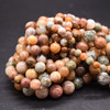 High Quality Grade A Natural Ocean Agate Semi-Precious Gemstone Round Beads - 6mm, 8mm, 10mm sizes - 15" long