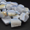 High Quality Grade A Raw Natural Blue Lace Agate Semi-precious Gemstone Chunky Nugget Beads - approx 16" length