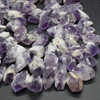 High Quality Grade A Raw Natural Elestial Amethyst Semi-precious Gemstone Point / Wand Beads - approx 16" length