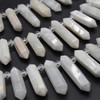 High Quality Grade A Natural White Moonstone Semi-Precious Gemstone Double Terminated Points Beads / Pendants - 14" strand