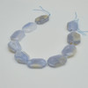 High Quality Grade A Natural Blue Lace Agate Semi-precious Gemstone Faceted Large Rectangle Pendant / Beads - approx 15" strand