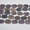 High Quality Grade A Natural Charoite Semi-precious Gemstone Faceted Large Rectangle Pendant / Beads - approx 15" strand