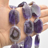 High Quality Grade A Natural Dog Teeth Amethyst Semi-precious Gemstone Faceted Large Rectangle Pendant / Beads - approx 15" strand