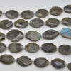 High Quality Grade A Natural Labradorite Semi-precious Gemstone Faceted Large Rectangle Pendant / Beads - approx 15" strand