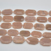 High Quality Grade A Natural Peach Moonstone Semi-precious Gemstone Faceted Large Rectangle Pendant / Beads - approx 15" strand