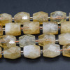 High Quality Grade A Heat Treated Citrine Faceted Cuboid Barrel Semi-precious Gemstone Beads - approx 15mm x 10mm - 15" long strand