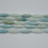 High Quality Grade A Natural Amazonite Faceted Rice Semi-precious Gemstone Beads - approx 30mm x 10mm - 15" long strand