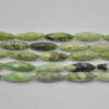 High Quality Grade A Natural Chinese Chrysoprase Faceted Rice Semi-precious Gemstone Beads - approx 30mm x 10mm - 15" long strand