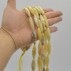 High Quality Grade A Natural Yellow Opal Faceted Rice Semi-precious Gemstone Beads - approx 30mm x 10mm - 15" long strand